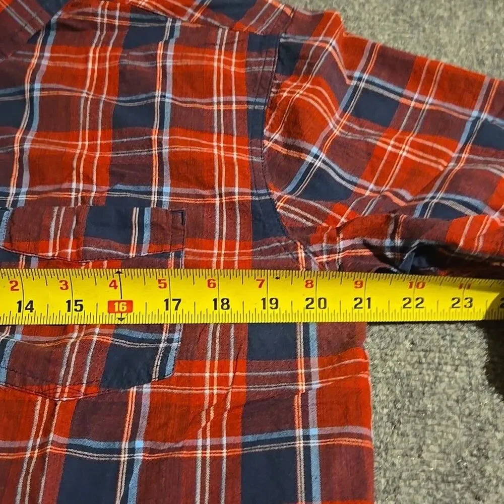 Levi’s Shirt Mens Large Red Plaid Short Sleeve Button Front Pocket Collard